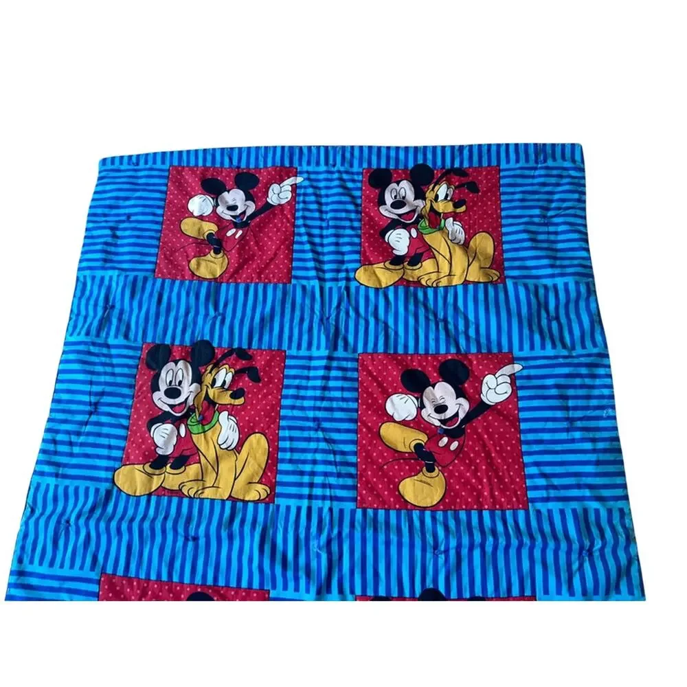 Vintage 1990s Disney Mickey Mouse and Pluto kids blanket handmade